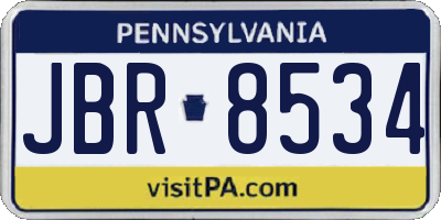 PA license plate JBR8534