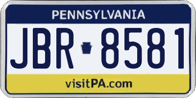 PA license plate JBR8581