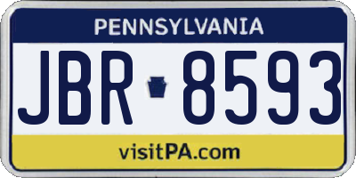 PA license plate JBR8593