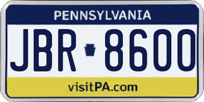 PA license plate JBR8600
