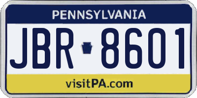 PA license plate JBR8601