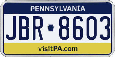 PA license plate JBR8603
