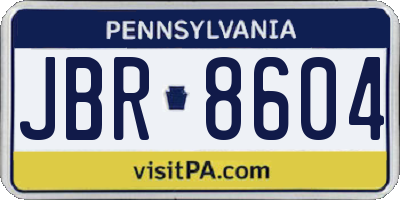 PA license plate JBR8604