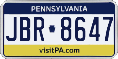 PA license plate JBR8647