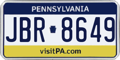 PA license plate JBR8649