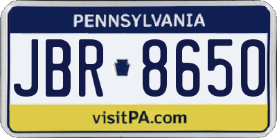 PA license plate JBR8650