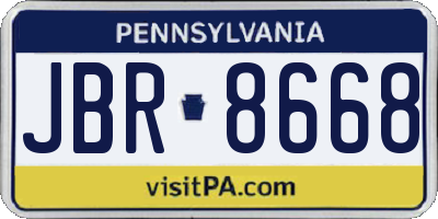 PA license plate JBR8668