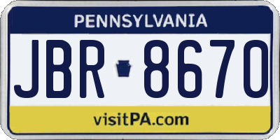PA license plate JBR8670