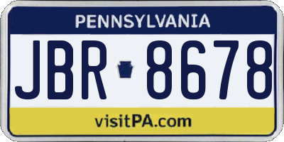 PA license plate JBR8678