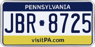 PA license plate JBR8725