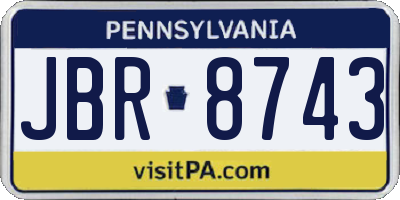 PA license plate JBR8743