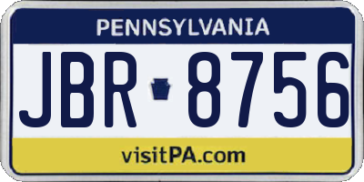 PA license plate JBR8756