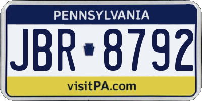 PA license plate JBR8792