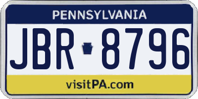 PA license plate JBR8796