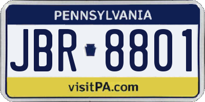 PA license plate JBR8801