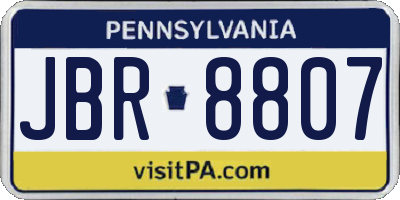PA license plate JBR8807