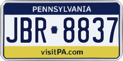PA license plate JBR8837