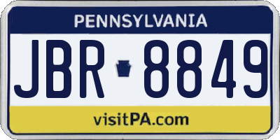 PA license plate JBR8849