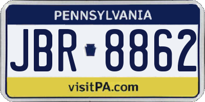 PA license plate JBR8862