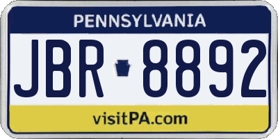 PA license plate JBR8892