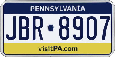 PA license plate JBR8907