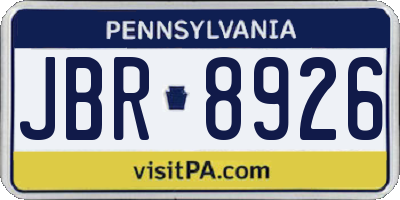 PA license plate JBR8926