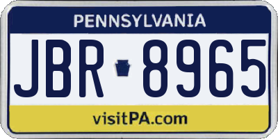 PA license plate JBR8965