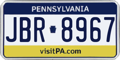 PA license plate JBR8967