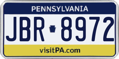 PA license plate JBR8972