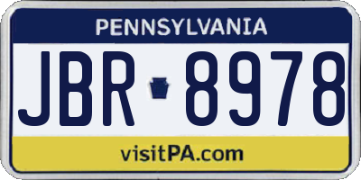 PA license plate JBR8978