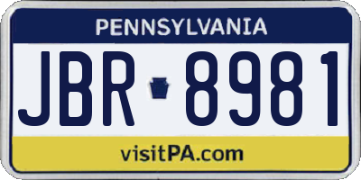PA license plate JBR8981