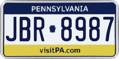 PA license plate JBR8987