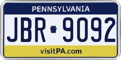 PA license plate JBR9092