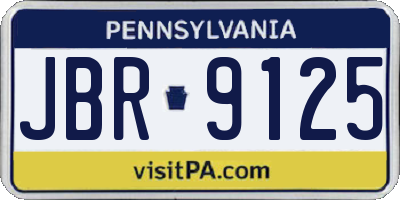 PA license plate JBR9125