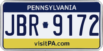 PA license plate JBR9172