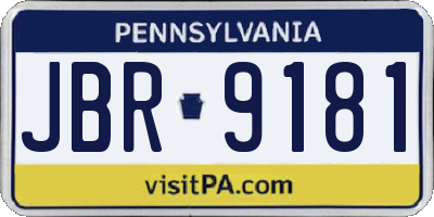 PA license plate JBR9181