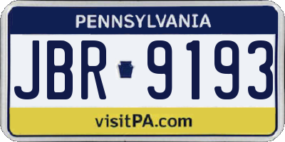 PA license plate JBR9193