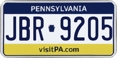 PA license plate JBR9205