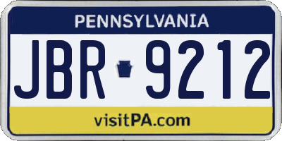 PA license plate JBR9212