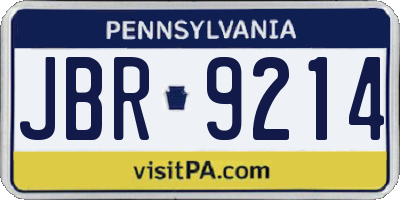 PA license plate JBR9214