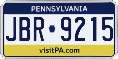 PA license plate JBR9215