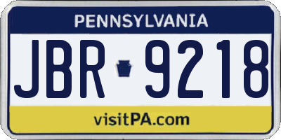 PA license plate JBR9218