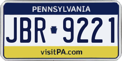 PA license plate JBR9221