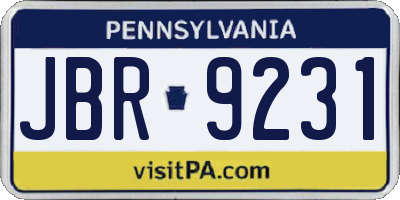PA license plate JBR9231