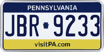 PA license plate JBR9233