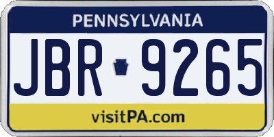 PA license plate JBR9265