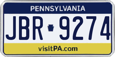 PA license plate JBR9274