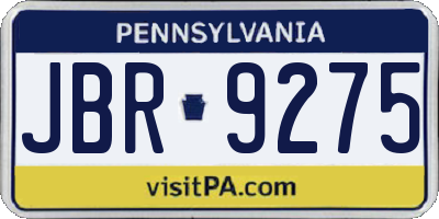 PA license plate JBR9275