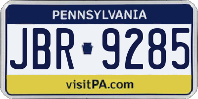 PA license plate JBR9285