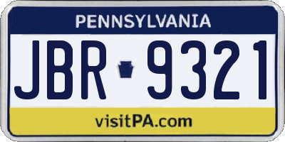 PA license plate JBR9321